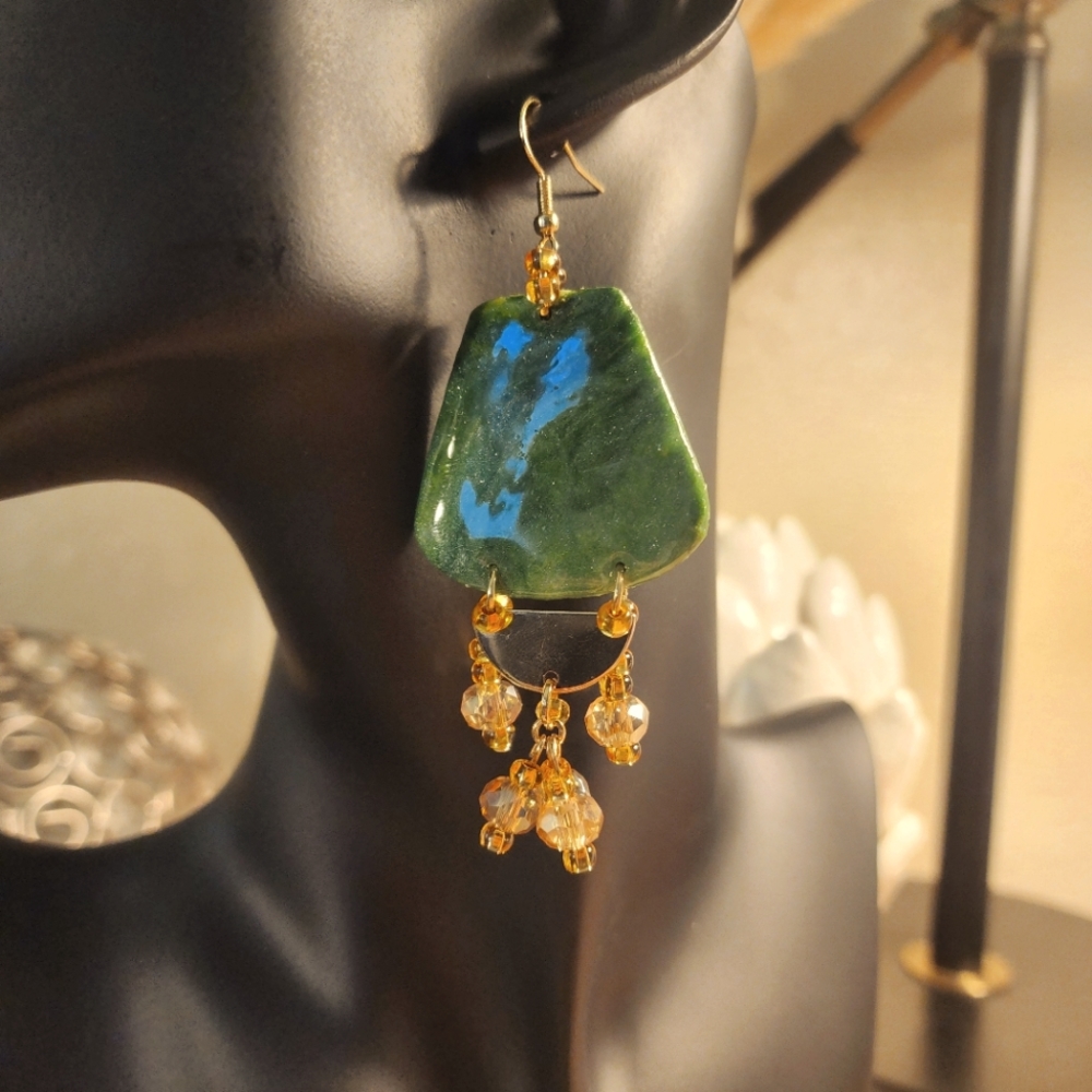 Handmade Polymer/Beads Earrings - Picture 3 of 3